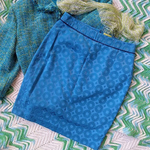 MAEVE |Anthropologie| Sadie Pencil Skirt Blue Shimmery Circles Size 12
